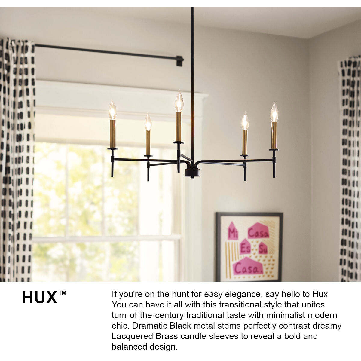 Hux LED 36 inch Black Chandelier Ceiling Light