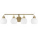 Contemporary 4 Light 32 inch Natural Brass Bathroom Vanity Light Wall Light