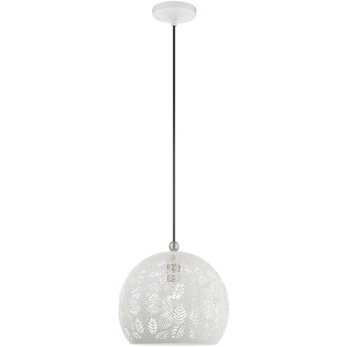 Chantily 1 Light 12 inch White with Brushed Nickel Accents Pendant Ceiling Light