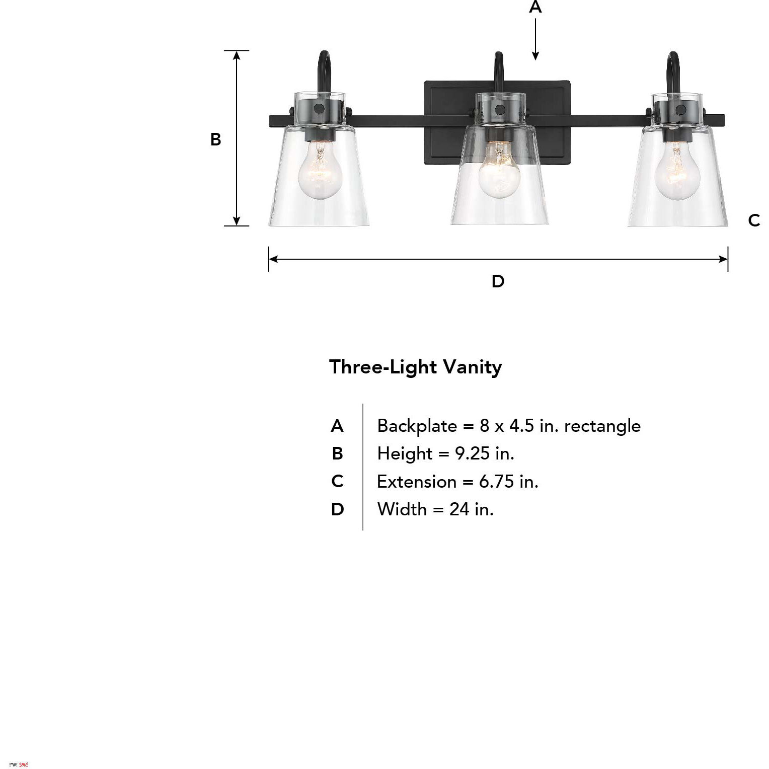 Inwood 3 Light 24 inch Matte Black Vanity Light Wall Light