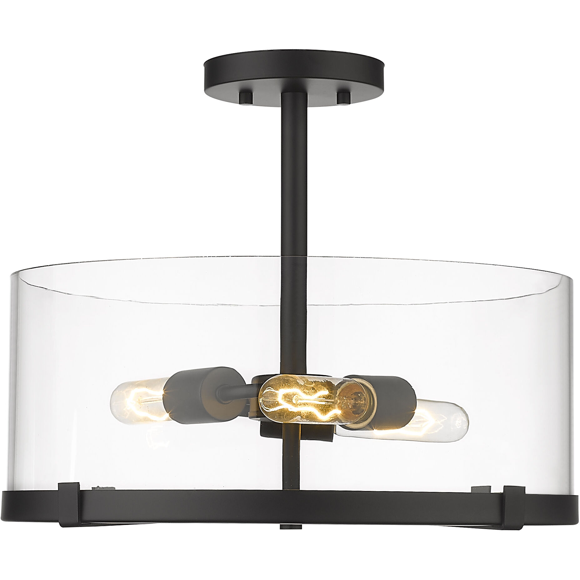 Callista 3 Light 16.5 inch Matte Black Semi Flush Mount Ceiling Light
