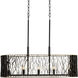 Estela 5 Light 36 inch Matte Black and French Gold Linear Pendant Ceiling Light, Smithsonian Collaboration