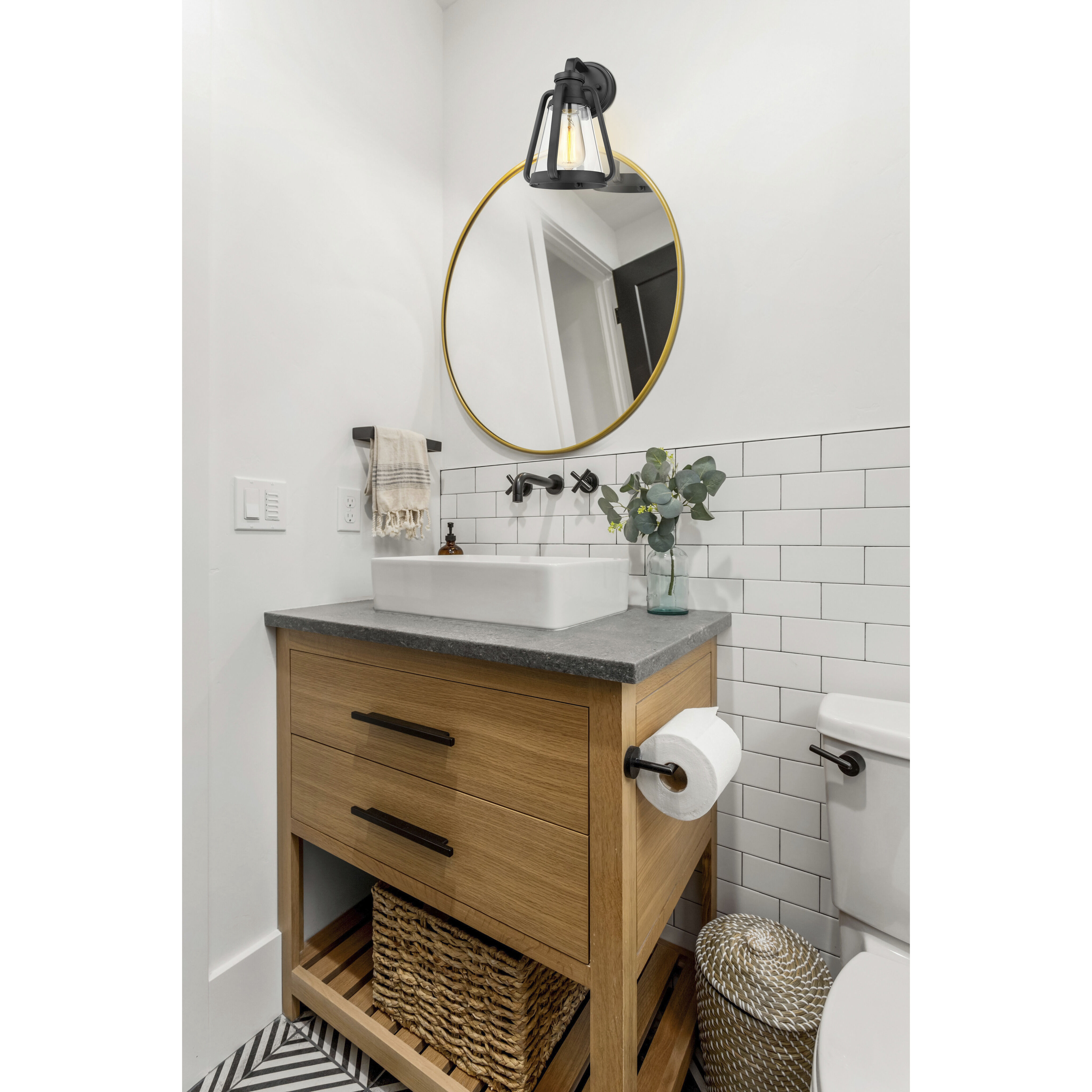 Everett 1 Light 7.13 inch Matte Black Bathroom Vanity Lights Wall Light