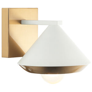 Velax 1 Light 9.4 inch White Wall Sconce Wall Light in White and Aged Gold Brass