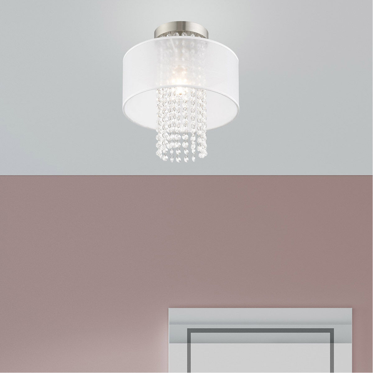 Bella Vista 1 Light 11 inch Brushed Nickel Semi-Flush Mount Ceiling Light