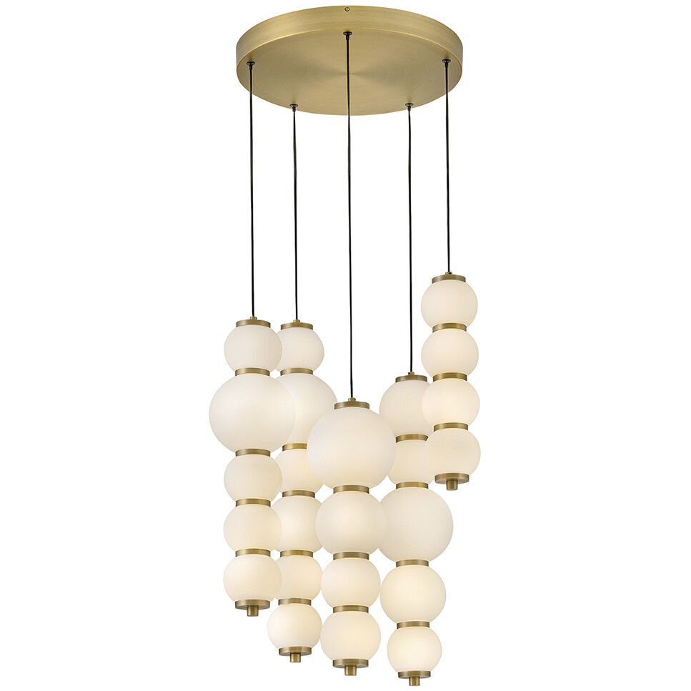 Lisa McDennon Trigo LED 20 inch Lacquered Brass Chandelier Ceiling Light, Multi Tier