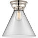 Aditi X-Large Cone LED 12 inch Polished Nickel Flush Mount Ceiling Light in Clear Glass, Aditi