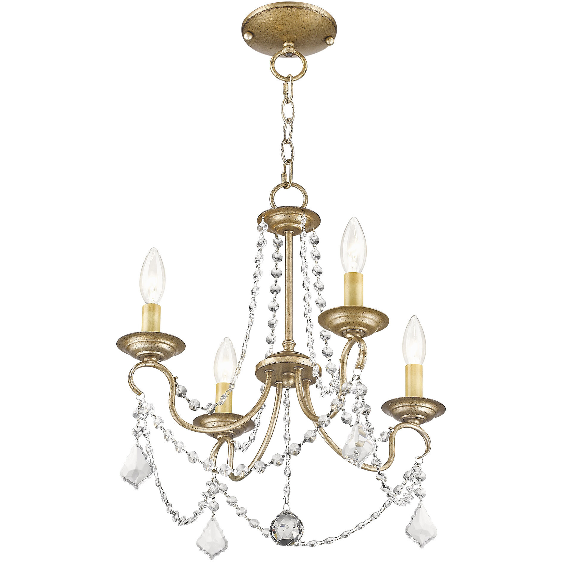 Pennington 4 Light 18 inch Hand Painted Antique Silver Leaf Convertible Mini Chandelier/Ceiling Mount Ceiling Light