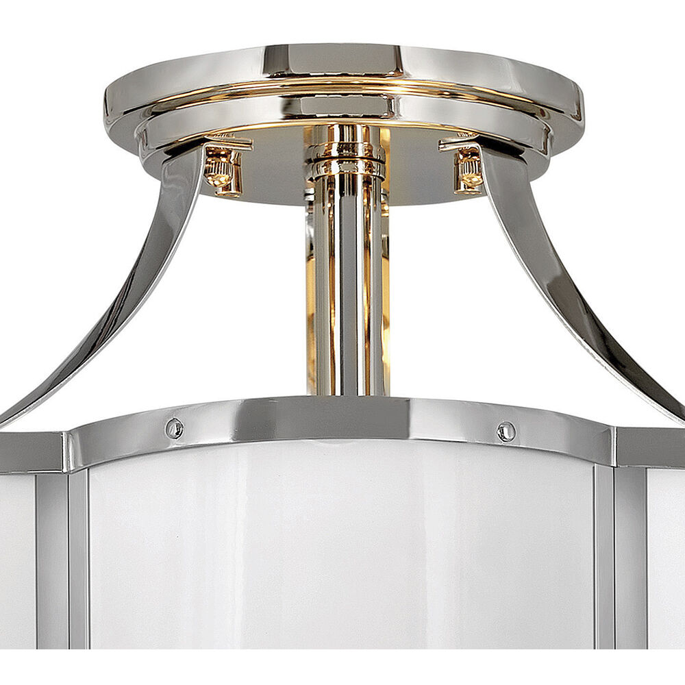 Chance 2 Light 14.25 inch Polished Nickel with Polished White Indoor Semi-Flush Mount Ceiling Light