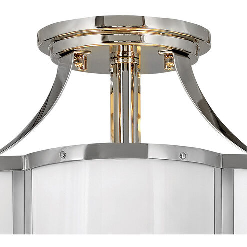 Chance 2 Light 14.25 inch Polished Nickel with Polished White Indoor Semi-Flush Mount Ceiling Light