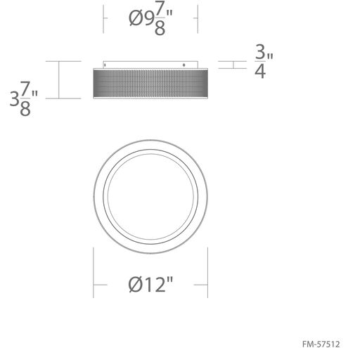 Grille LED 12 inch Black Flush Mount Ceiling Light in 3500K, dweLED