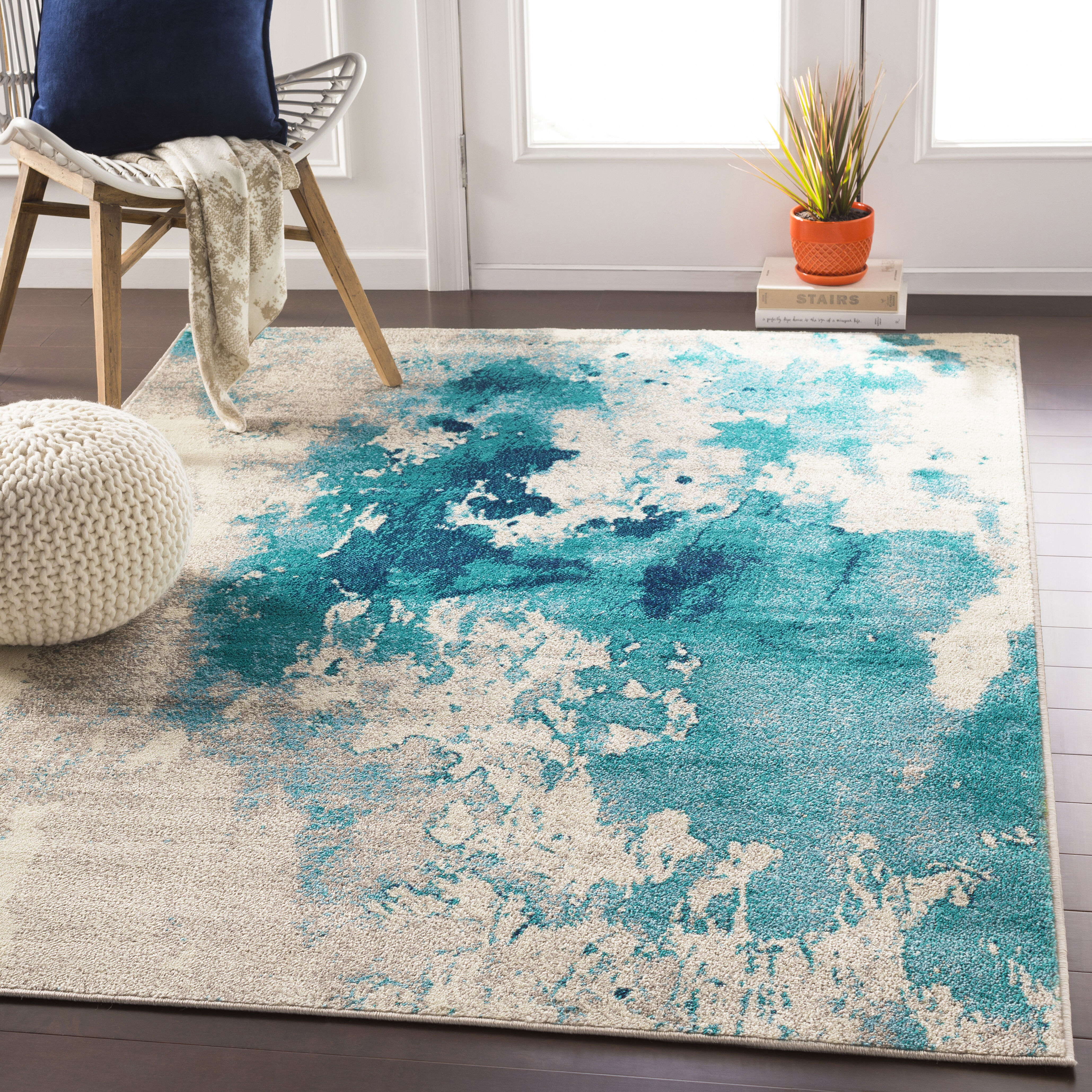 Paramount 35 X 22 inch Teal Rug in 2 x 3, Rectangle