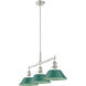 Orwell 3 Light 35.75 inch Pewter Linear Pendant Ceiling Light in Pine Green