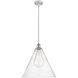 Ballston Cone 1 Light 16 inch White and Polished Chrome Pendant Ceiling Light in Seedy Glass