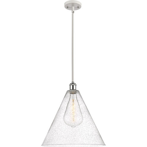 Ballston Cone LED 16 inch White and Polished Chrome Pendant Ceiling Light in Seedy Glass