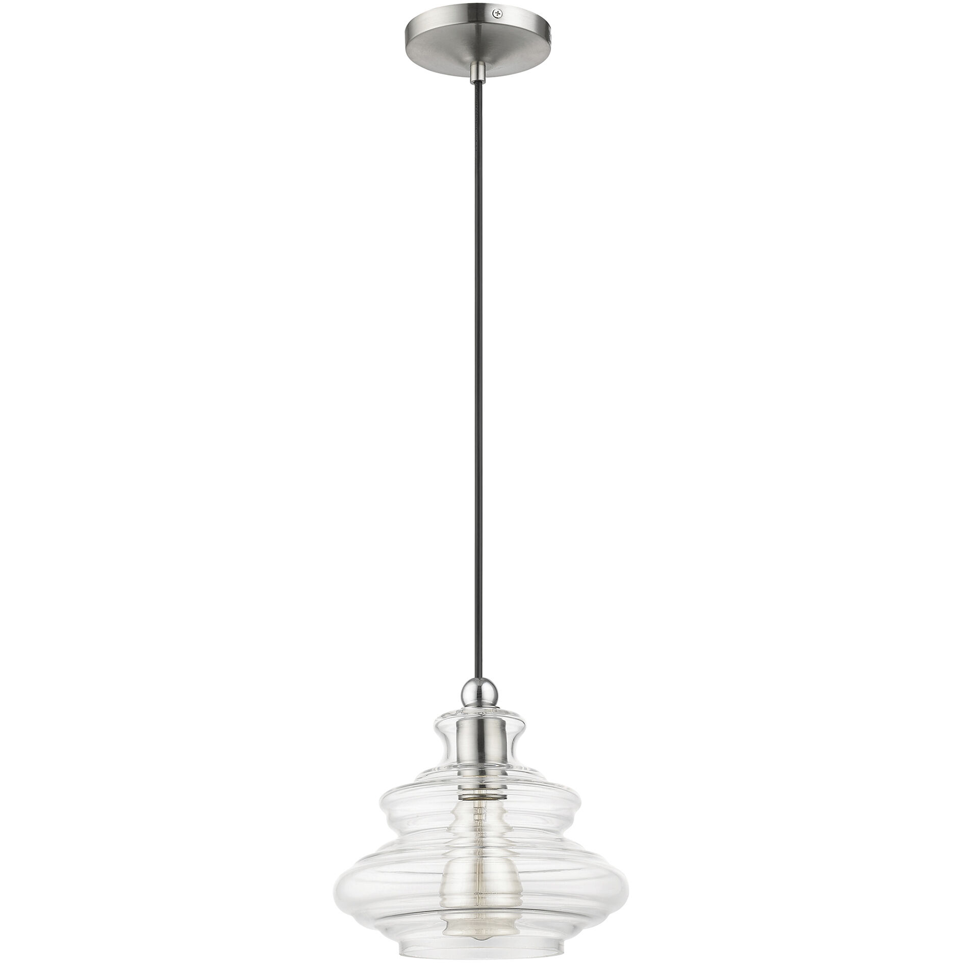 Everett 1 Light 9 inch Brushed Nickel with Chrome Finish Accents Pendant Ceiling Light