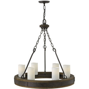 Cabot LED 28 inch Rustic Iron with Vintage Walnut Indoor Chandelier Ceiling Light