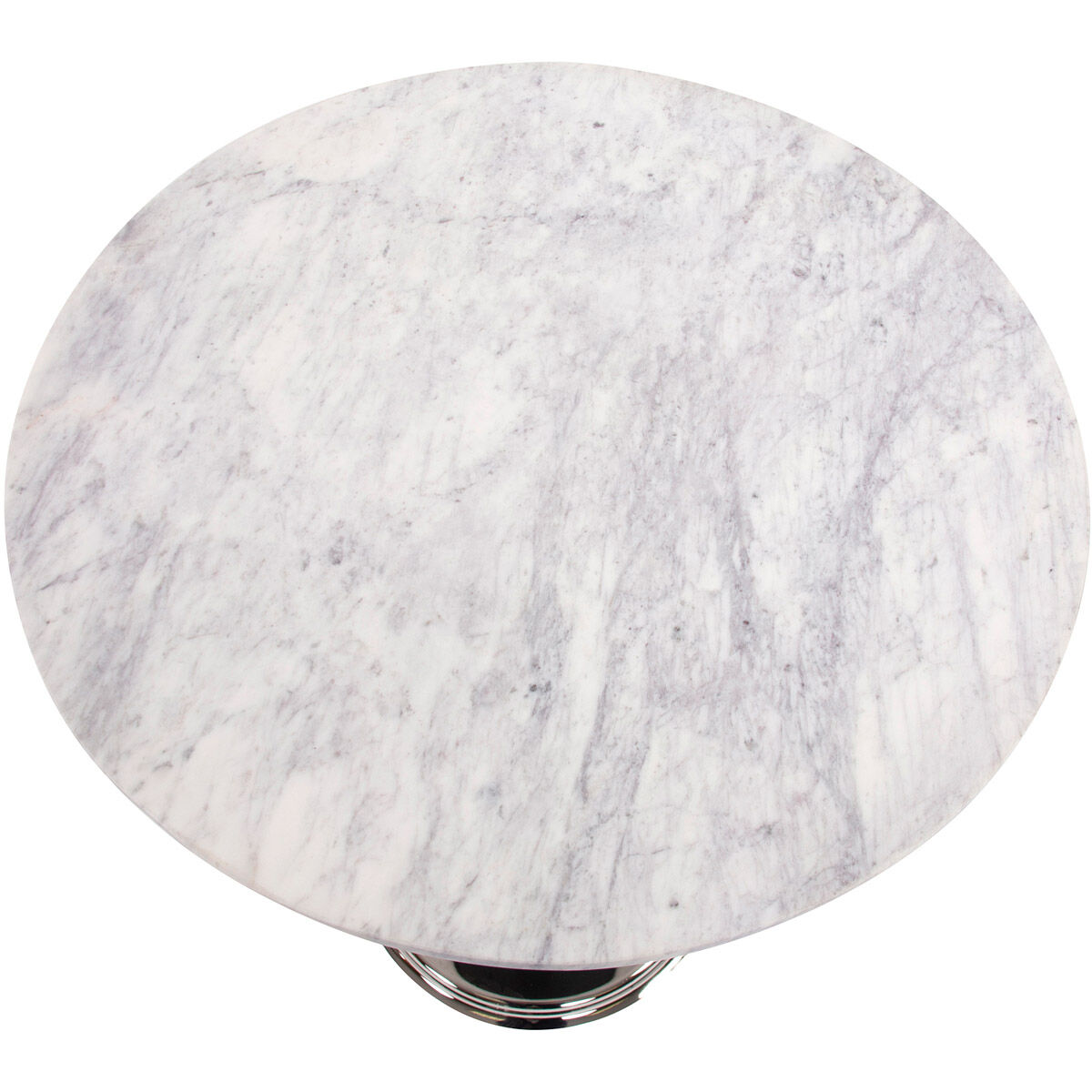 Micca Club Polished Silver with White Marble Bistro Table