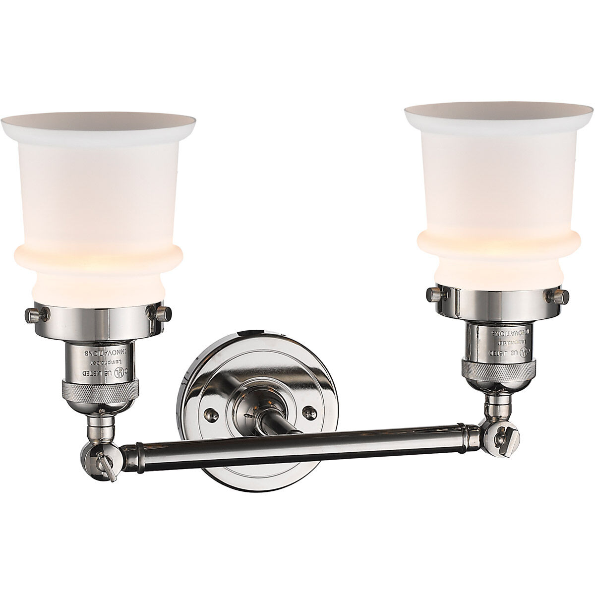 Franklin Restoration Small Canton 2 Light 17 inch Polished Nickel Bath Vanity Light Wall Light in Matte White Glass, Franklin Restoration