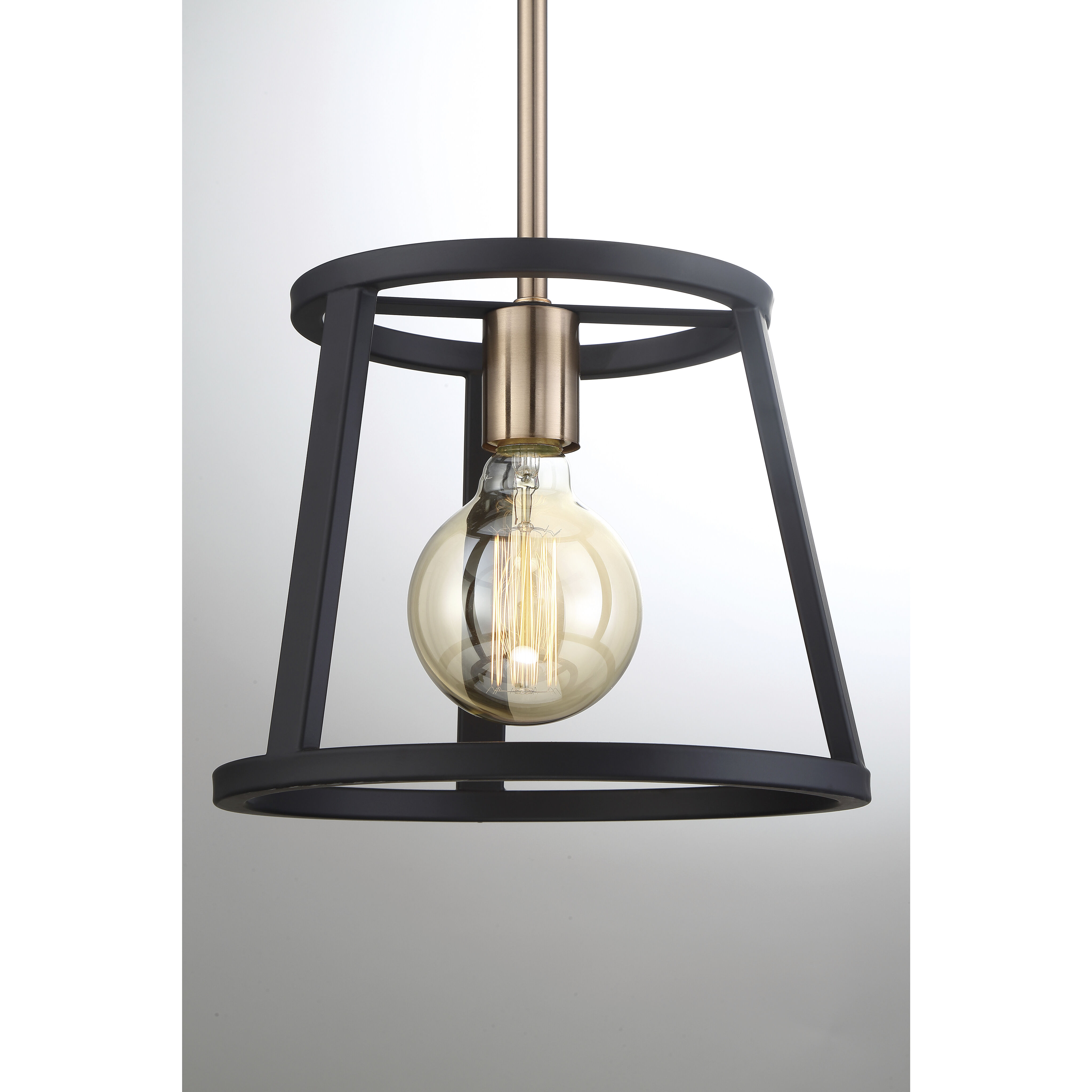 Chassis 1 Light 10 inch Copper Brushed Brass and Matte Black Mini Pendant Ceiling Light