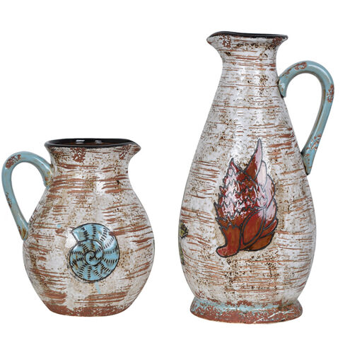 Coastal Shell 17 X 7 inch Vases, Set of 2