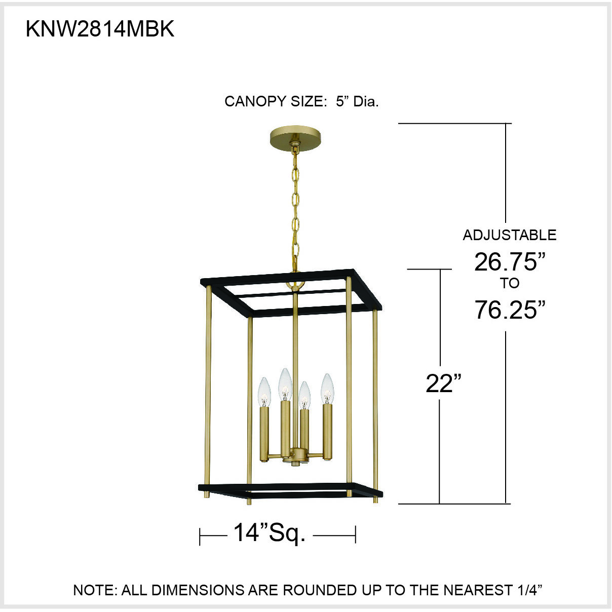 Kynwyd 4 Light 14 inch Matte Black Pendant Ceiling Light