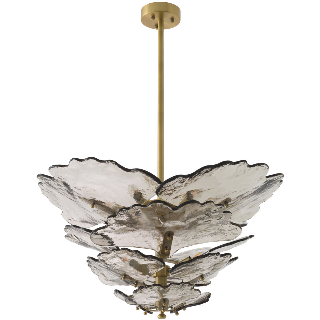 Florina 9 Light 32.68 inch Antique Brass Chandelier Ceiling Light in Smoke Glass