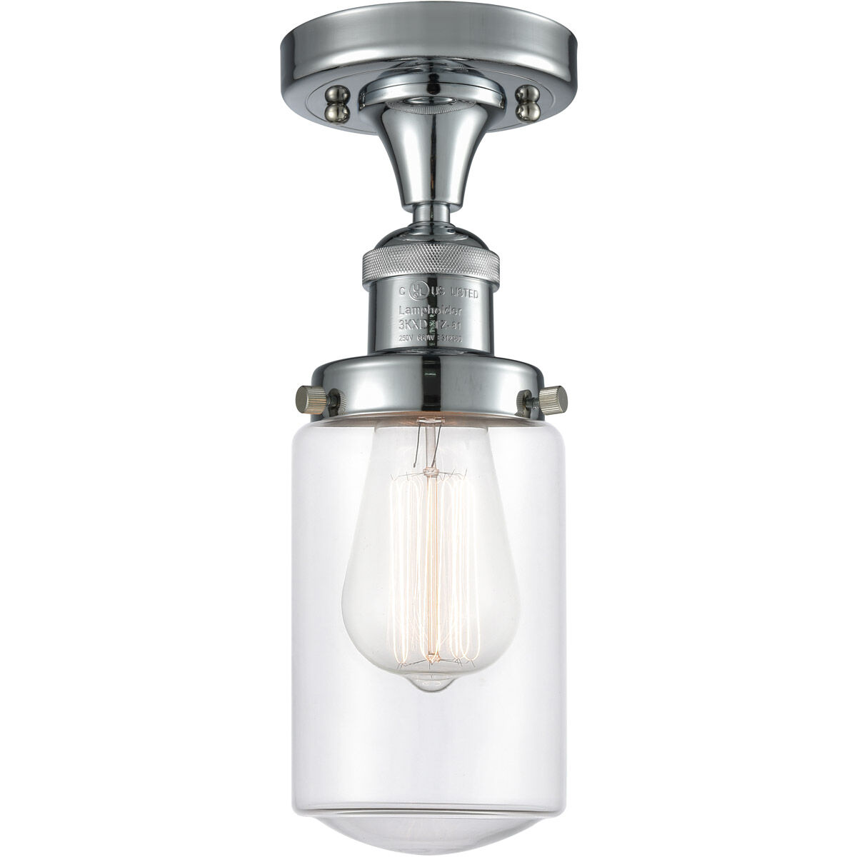 Franklin Restoration Dover LED 5 inch Polished Chrome Semi-Flush Mount Ceiling Light in Clear Glass, Franklin Restoration