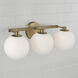 Ansley 3 Light 22.75 inch Aged Brass Vanity Light Wall Light