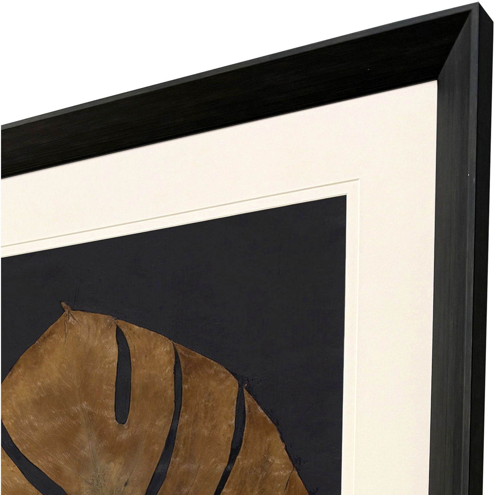 Gold Monstera Brown and Gray Framed Art