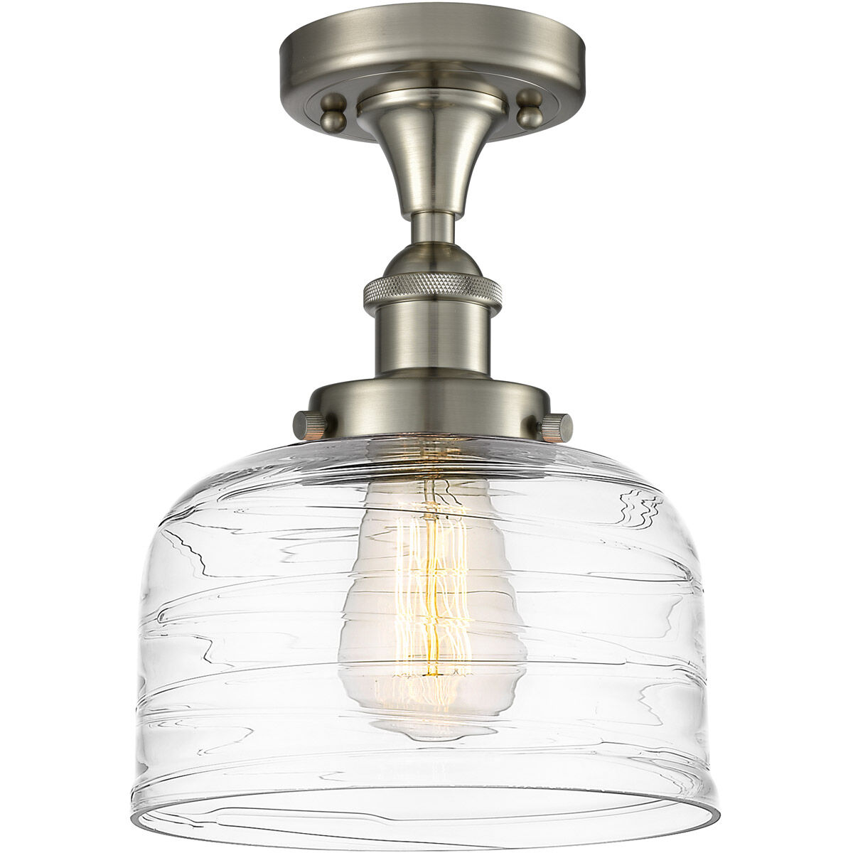 Ballston Bell 1 Light 8 inch Brushed Satin Nickel Semi-Flush Mount Ceiling Light