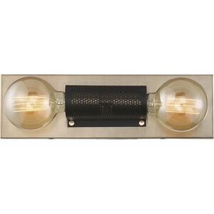 Passage 2 Light 15 inch Copper Brushed Brass and Black Vanity Light Wall Light