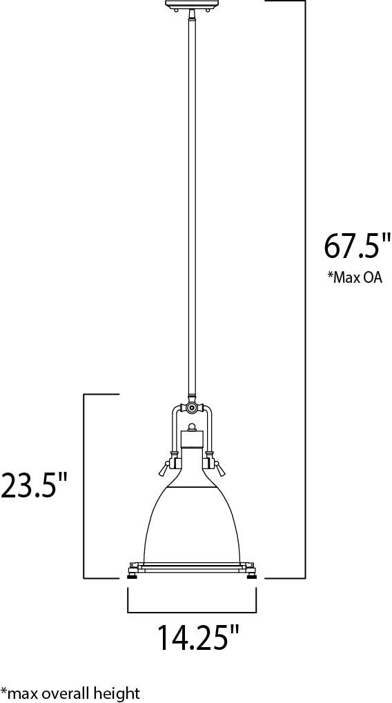Hi-Bay 1 Light 14.25 inch Bronze Single Pendant Ceiling Light