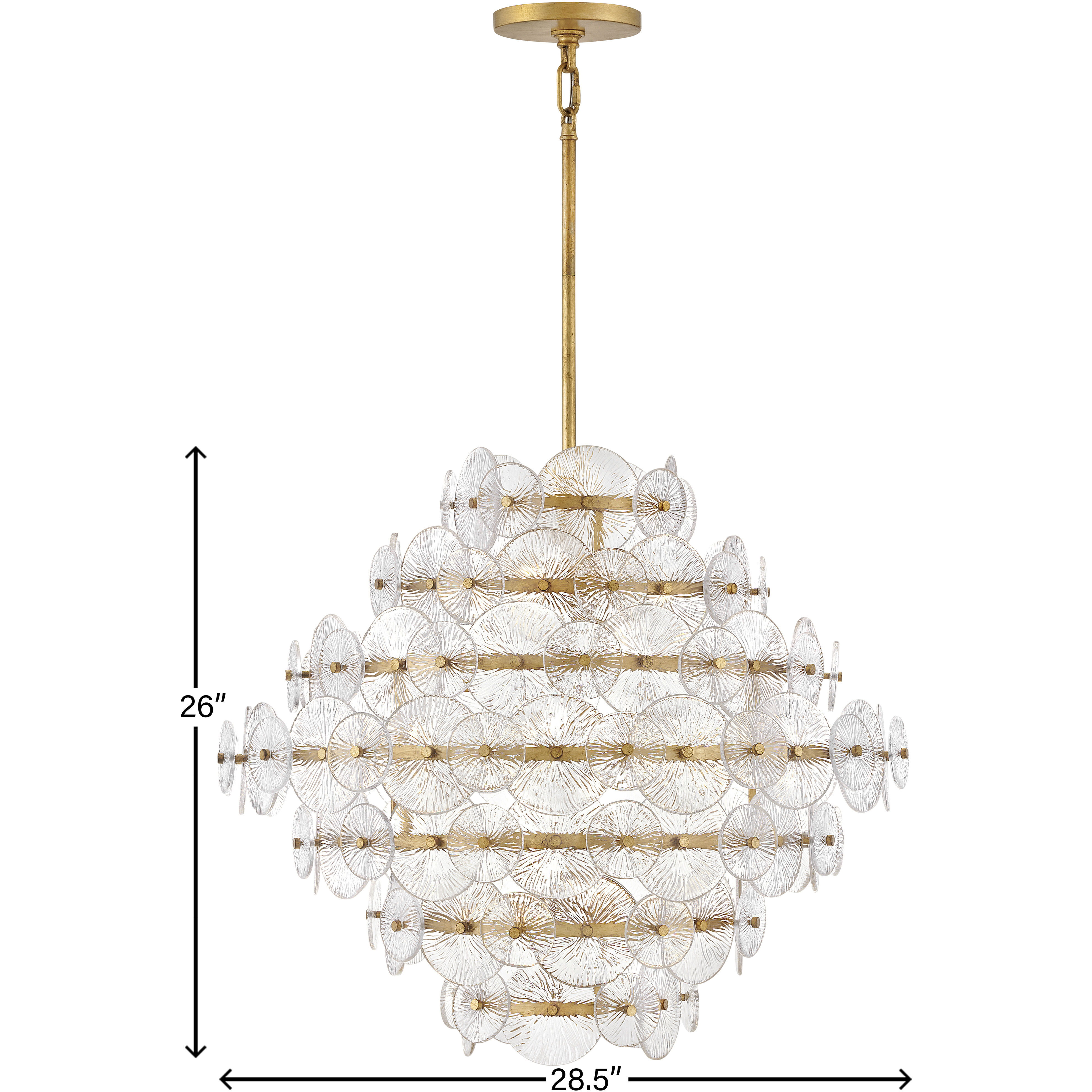 Rene LED 28.5 inch Distressed Brass Chandelier Ceiling Light