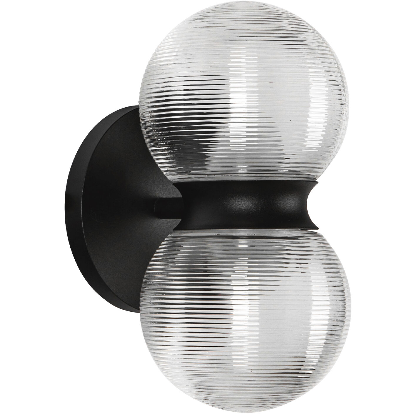 Peri LED 8.88 inch Black Exterior Wall in Clear Ribbed Glass