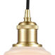Ballston Ellery LED 5 inch Satin Gold Mini Pendant Ceiling Light in White Glass, Ballston