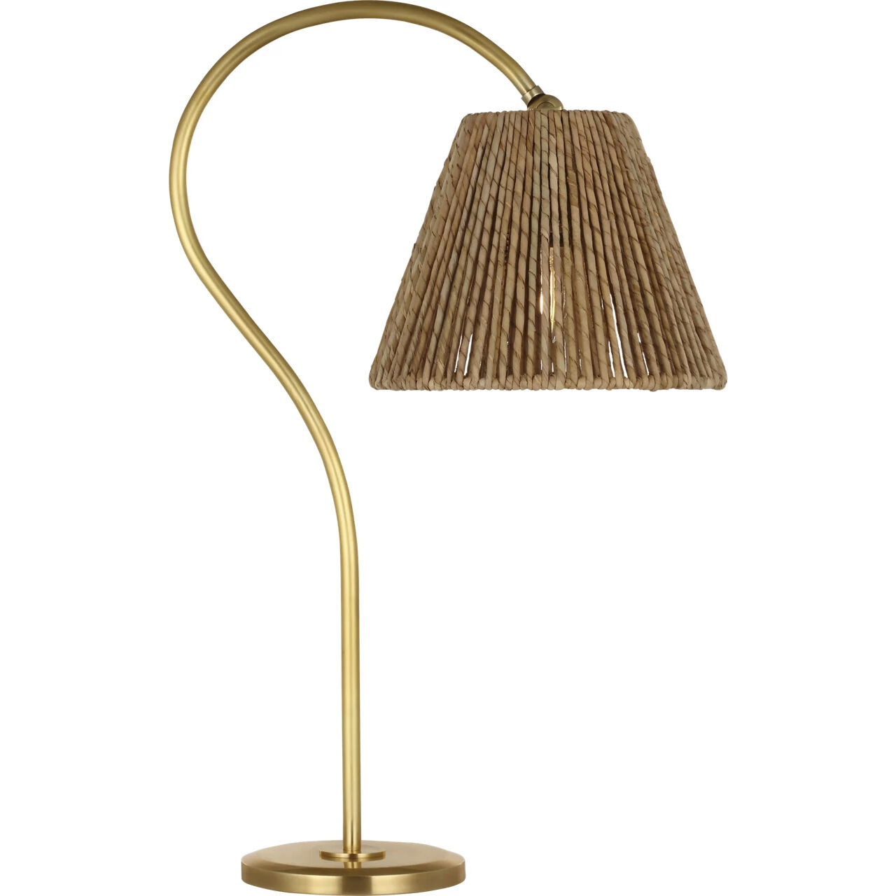 Amber Lewis Dume 23.5 inch 15 watt Hand-Rubbed Antique Brass Arched Table Lamp Portable Light in Natural Abaca