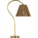 Amber Lewis Dume 23.5 inch 15 watt Hand-Rubbed Antique Brass Arched Table Lamp Portable Light in Natural Abaca