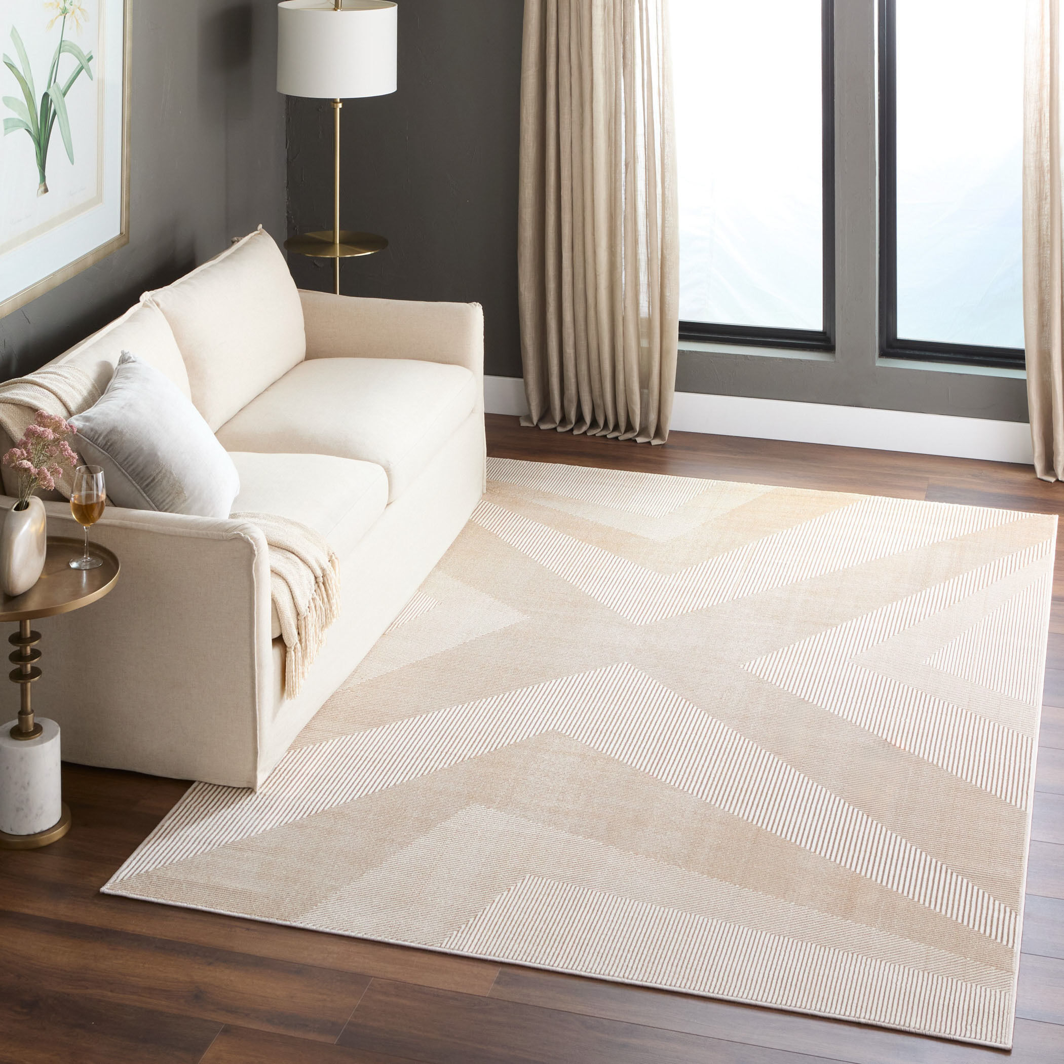 Livia 90 X 63 inch Gold Rug in 5 x 7