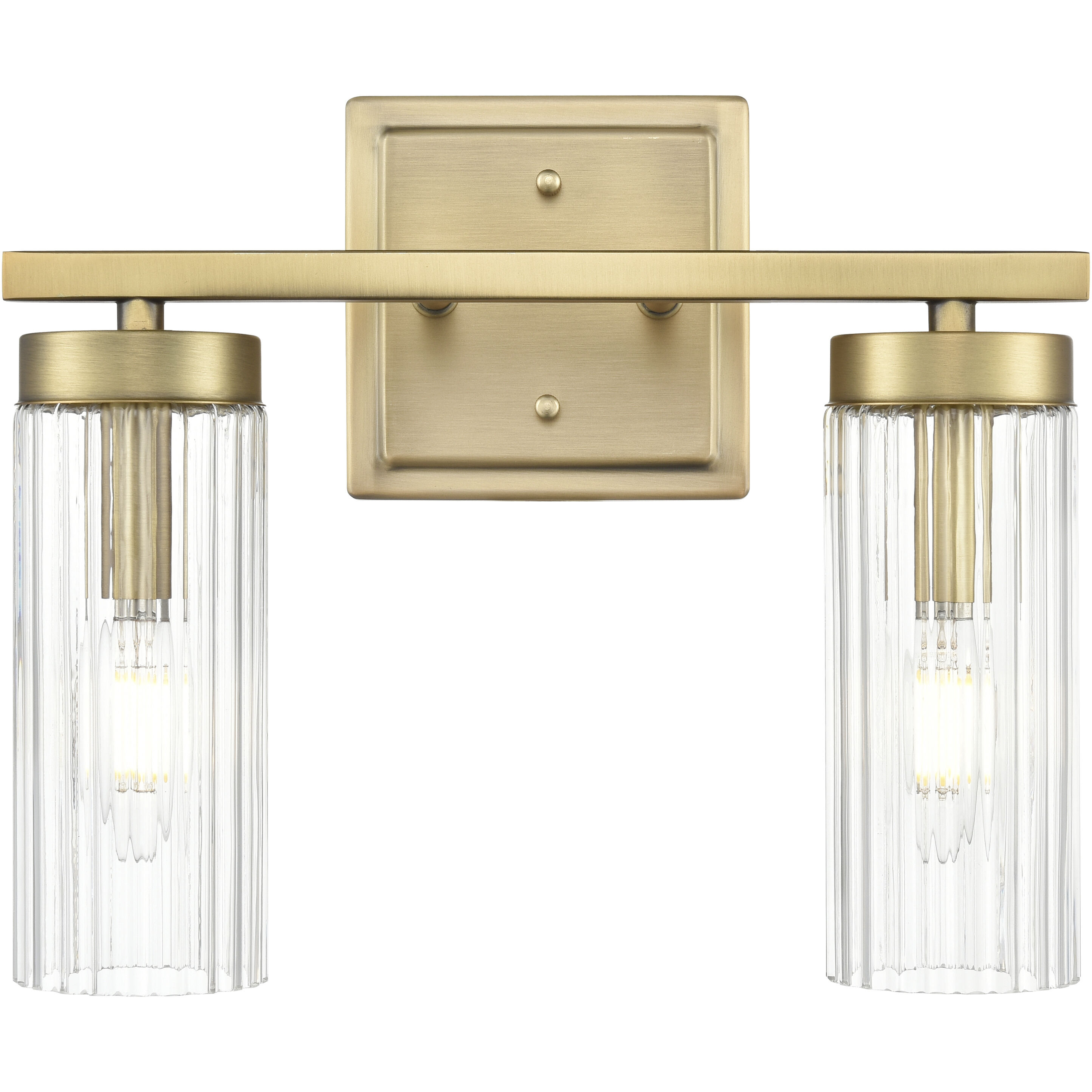 Iversen 2 Light 12.5 inch Vintage Brass Bathroom Vanity Light Wall Light