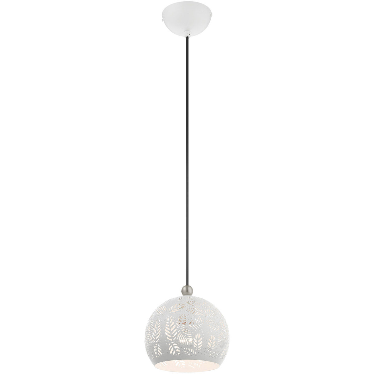 Chantily 1 Light 8 inch White with Brushed Nickel Accents Pendant Ceiling Light
