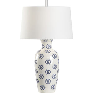 Linked In 22 inch 100.00 watt White/Cream and Blue Table Lamp Portable Light