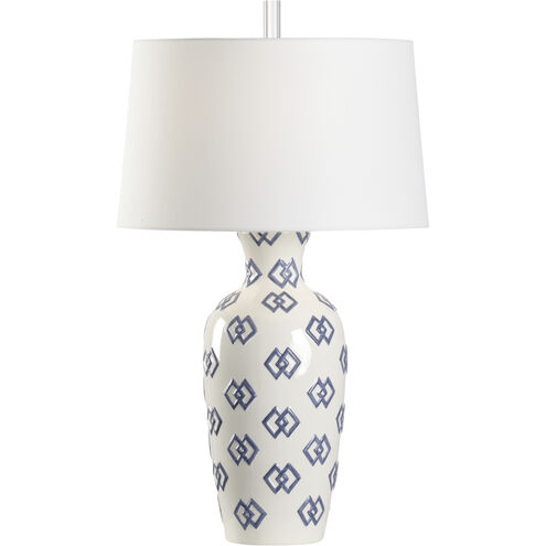 Linked In 22 inch 100.00 watt White/Cream and Blue Table Lamp Portable Light