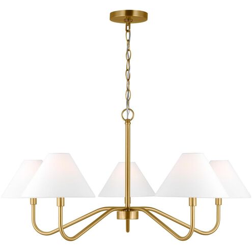 Drew & Jonathan Scott Eldon 5 Light 34 inch Satin Brass Chandelier Ceiling Light