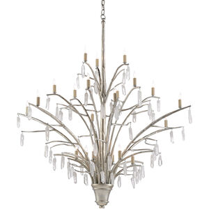 Raux 21 Light 50 inch Contemporary Silver Leaf/Natural Chandelier Ceiling Light