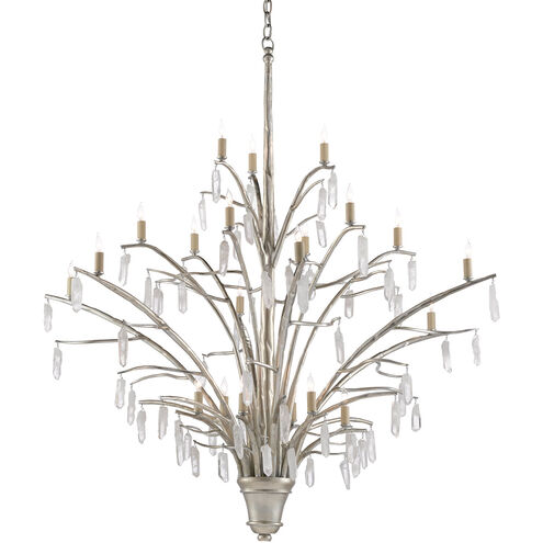 Raux 21 Light 50 inch Contemporary Silver Leaf/Natural Chandelier Ceiling Light