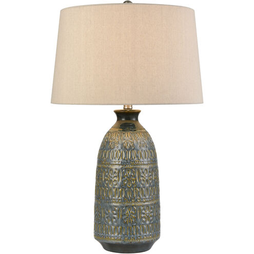 Burnie 28 inch 150 watt Blue Glazed with Gold Table Lamp Portable Light