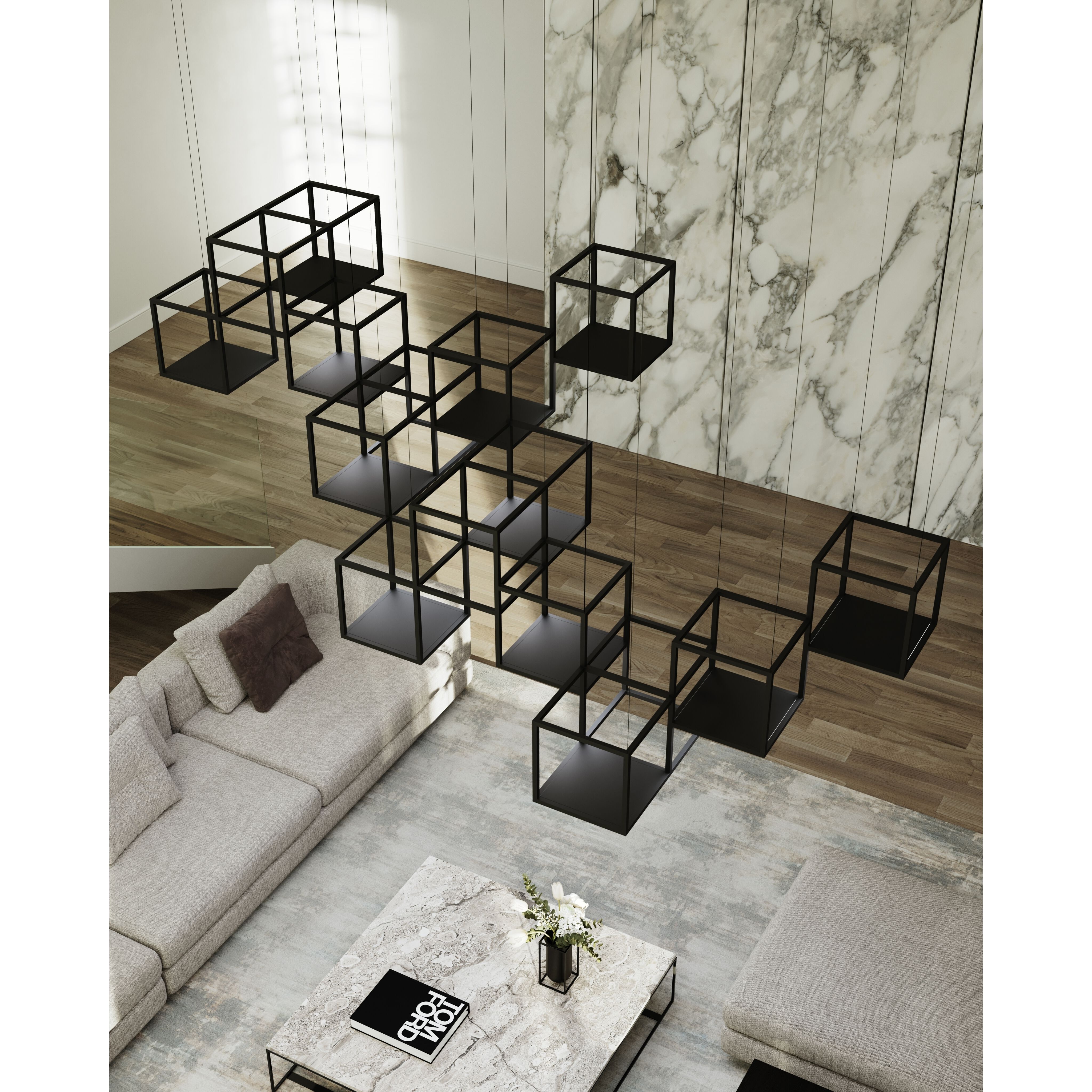 Cubix LED 121 inch Satin Black Pendant Ceiling Light