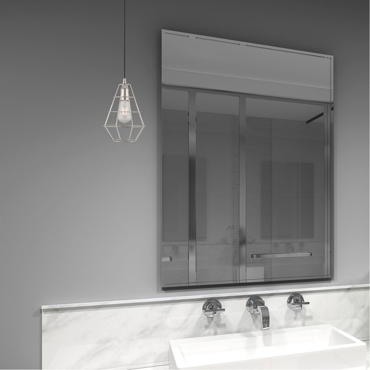 Geometric 1 Light 8 inch Brushed Nickel Mini Pendant Ceiling Light