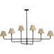Polly 6 Light 63.75 inch Blackened Brass Chandelier Ceiling Light in Rattan Shade